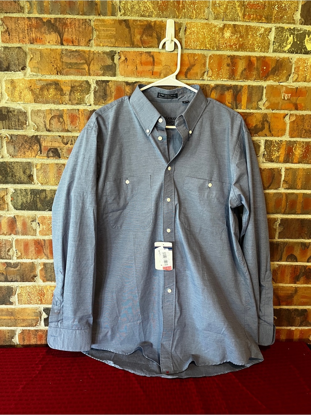 Hathaway Authentic Men’s Blue Long Sleeve Button Down Shirt Size:16 NWT